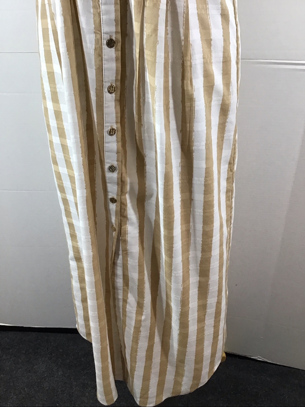 Emily McCarthy Georgia Striped Button-Front Shirt Dress in sand stripe S - Picture 4 of 12